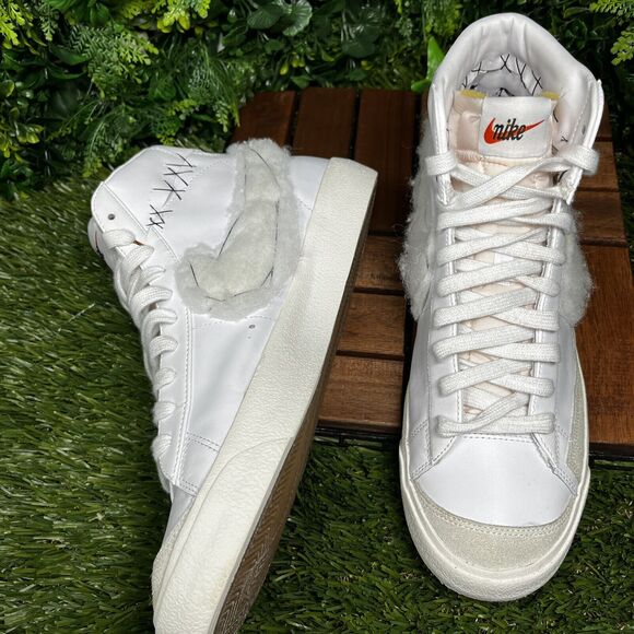 NIKE BLAZER Men 11.5 Mid 77 Custom White Leather Sneakers BQ6806-101 Unique 1493 - Picture 3 of 14